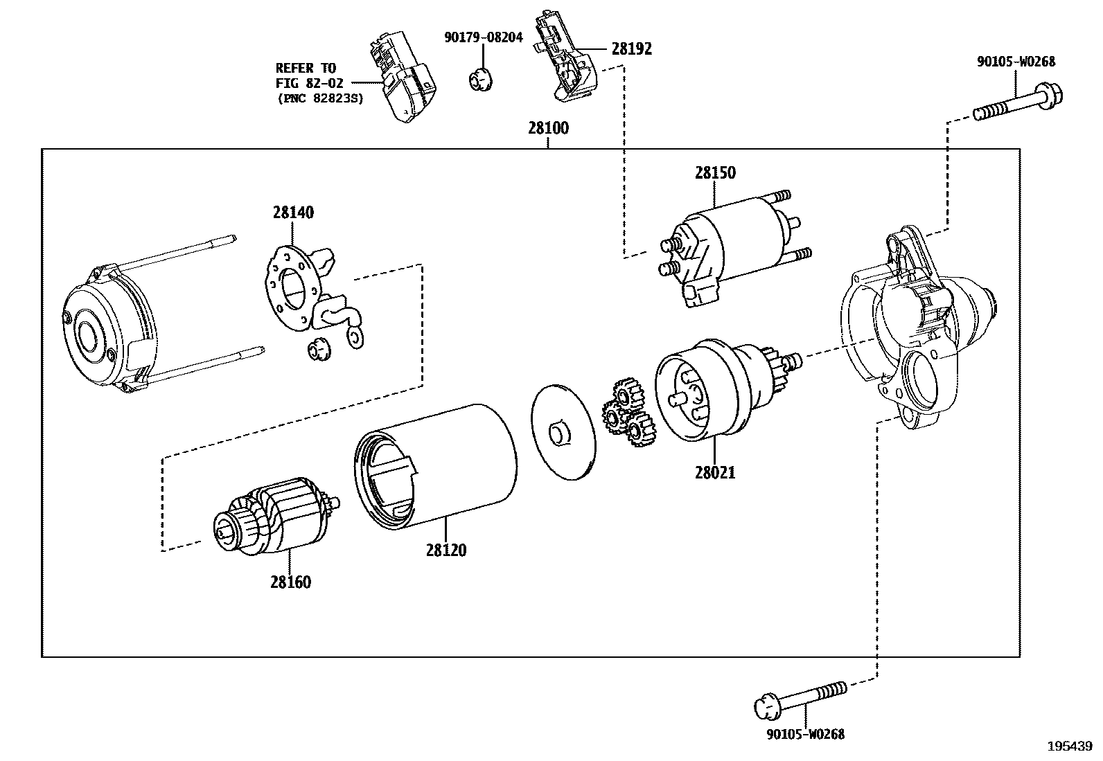 Toyota COROLLA 起动机 EPC diagram — 195439