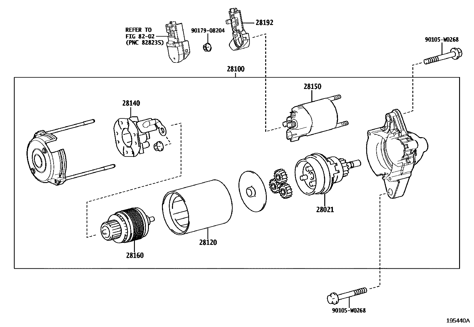 Toyota COROLLA 起动机 EPC diagram — 195440A