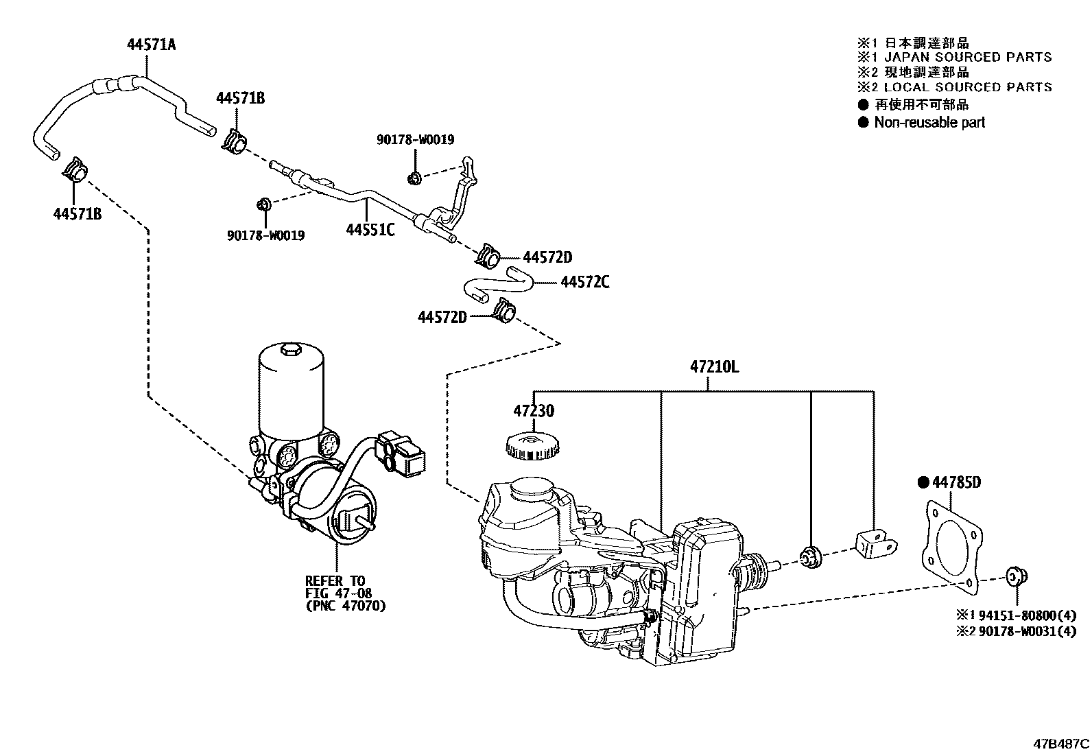 Toyota COROLLA 制动总泵 EPC diagram — 47B487C