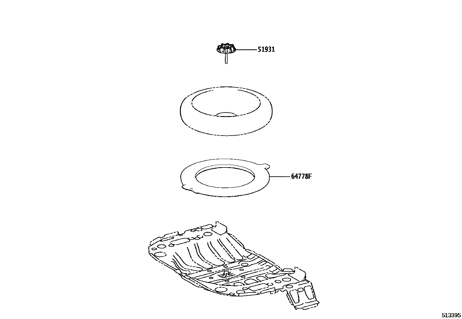 Toyota COROLLA Spare tire rack EPC diagram — 513395