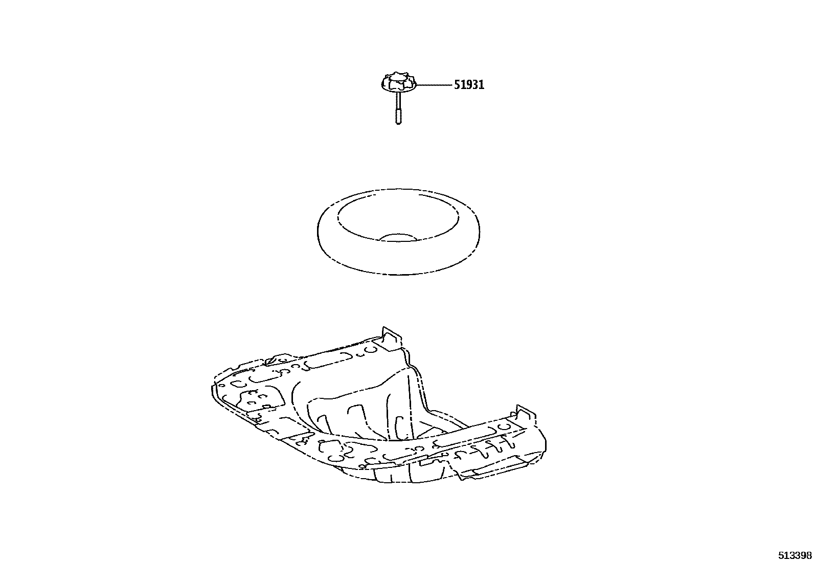 Toyota COROLLA Spare tire rack EPC diagram — 513398