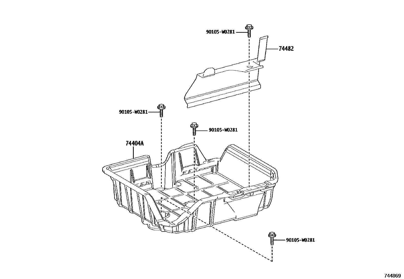 Toyota COROLLA battery holder EPC diagram — 744869