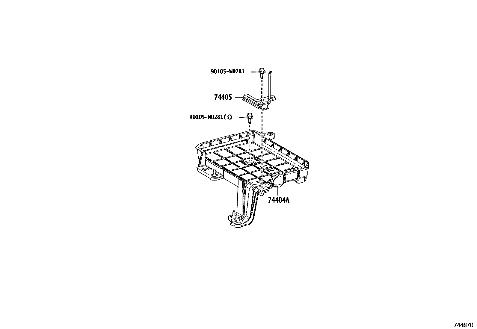 Toyota COROLLA battery holder EPC diagram — 744870