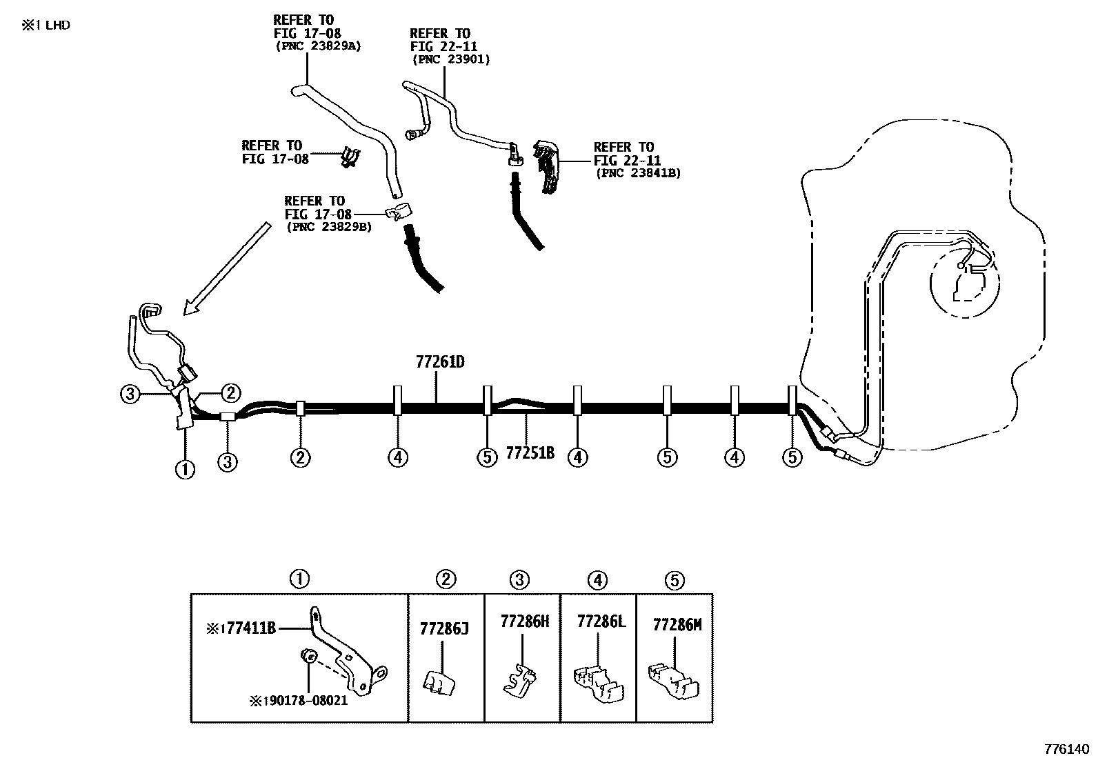 Toyota COROLLA 燃油箱和燃油管 EPC diagram — 776140