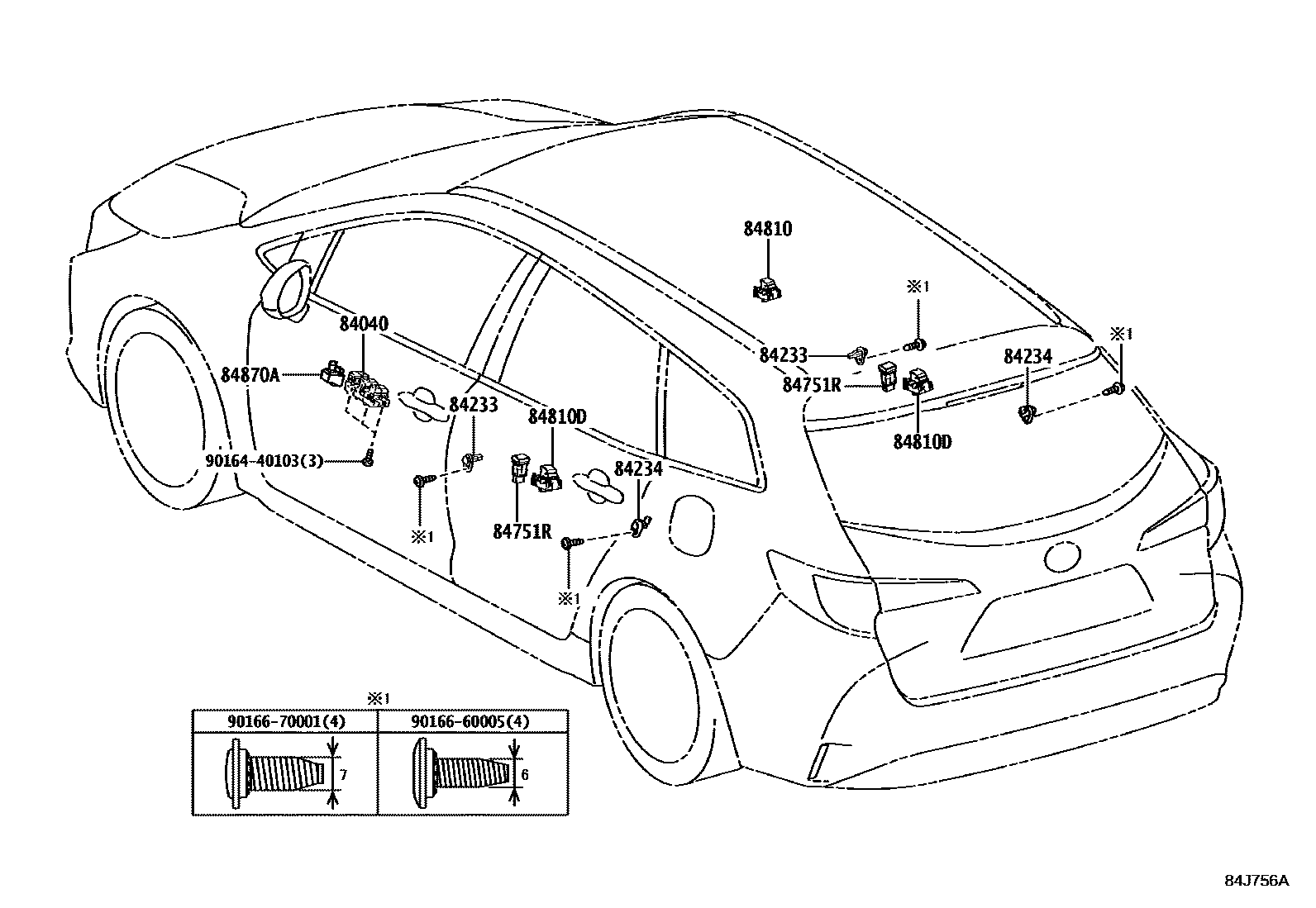 Toyota COROLLA 开关和继电器和ECU EPC diagram — 84J756A
