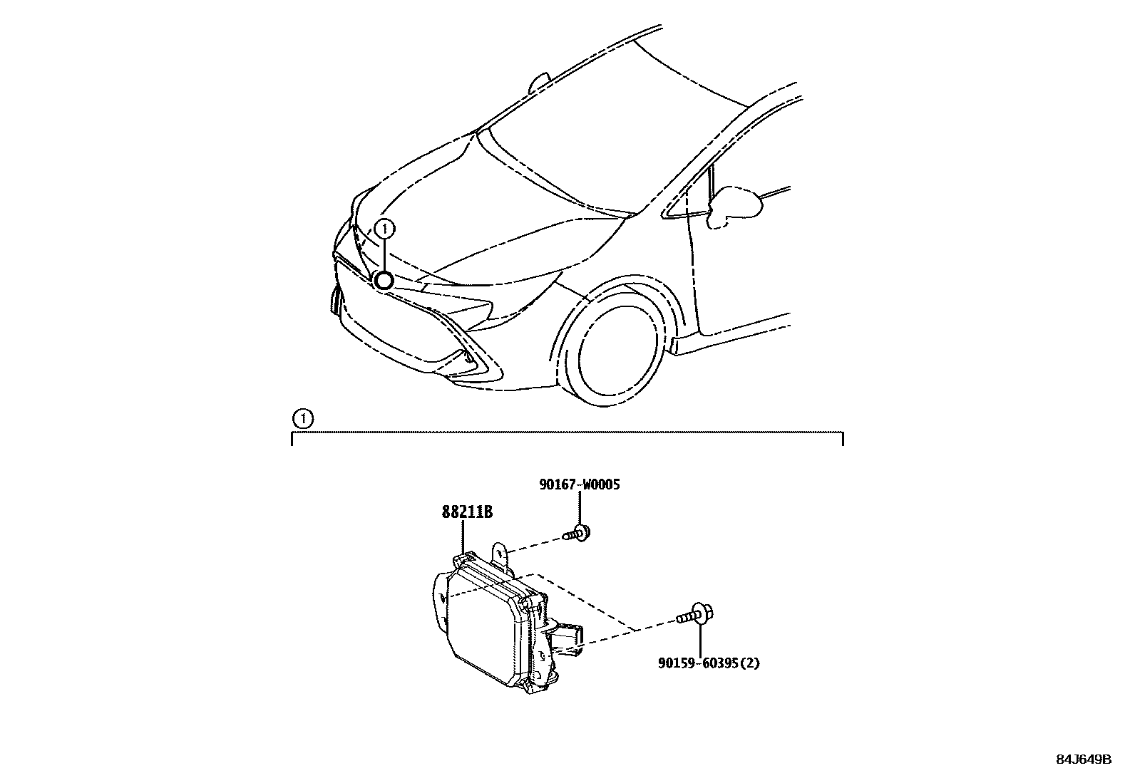 Toyota COROLLA 巡航控制(自动行驶) EPC diagram — 84J649B
