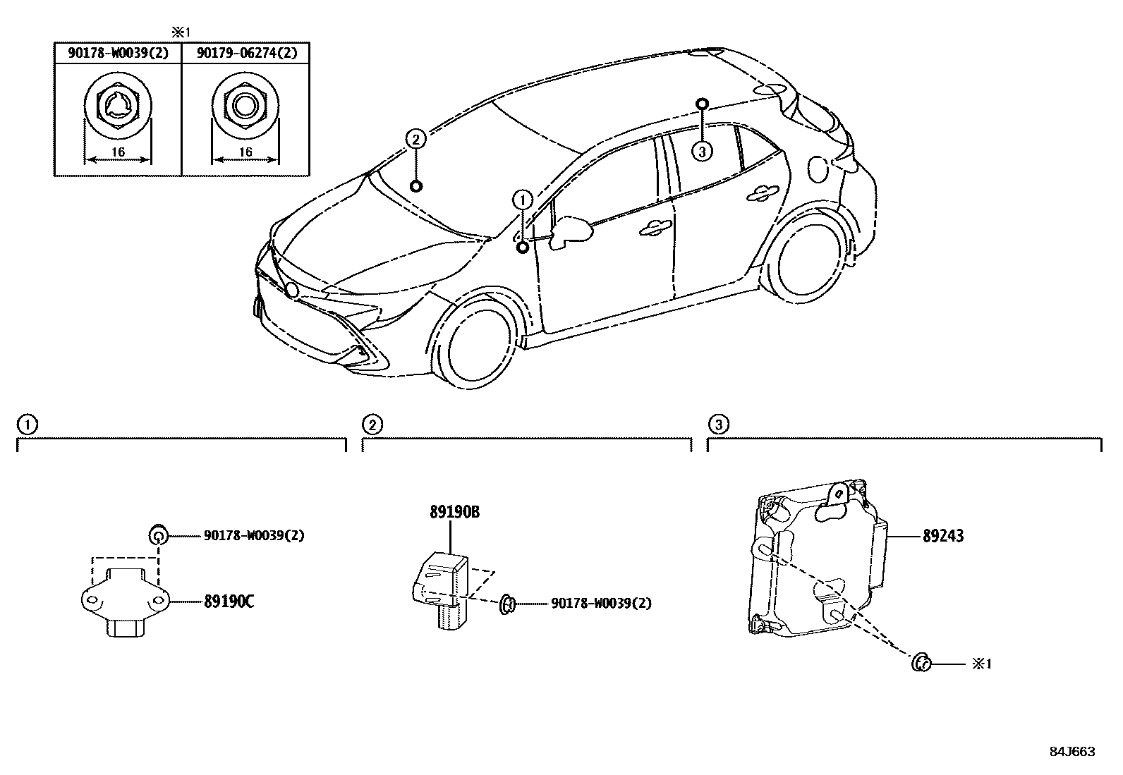 Toyota COROLLA 电子调节悬架 EPC diagram — 84J663