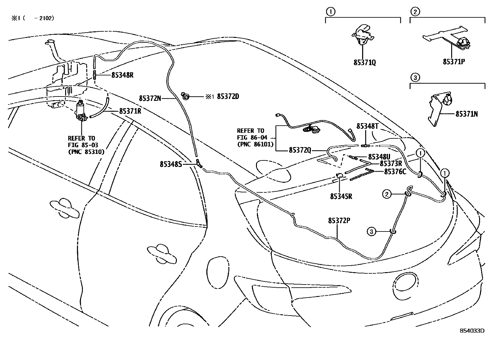 Toyota COROLLA 后清洗器 EPC diagram — 854033D