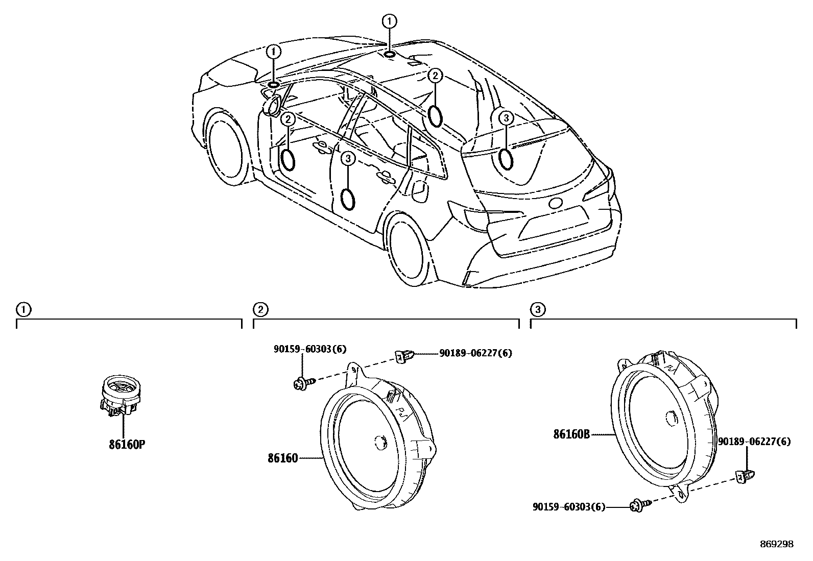 Toyota COROLLA 扬声器 EPC diagram — 869298
