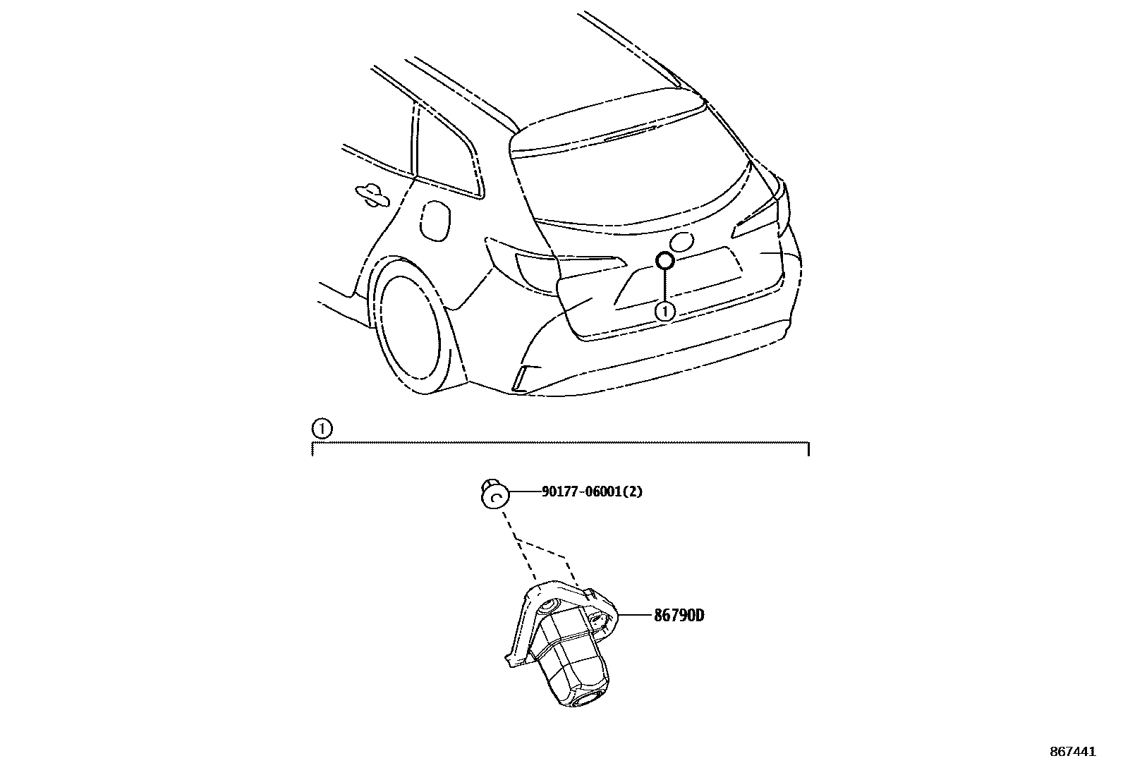 Toyota COROLLA 倒车影像和摄像头 EPC diagram — 867441
