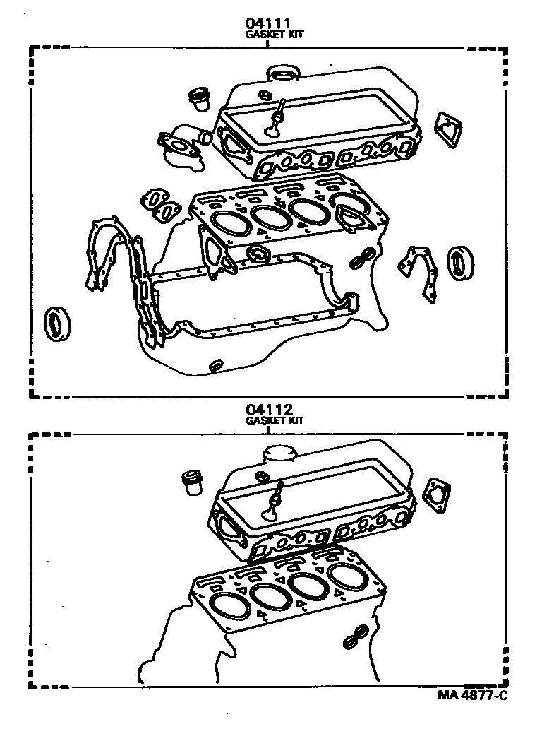 Toyota COROLLA Engine Overhaul Gasket Kit EPC diagram — MA4877C