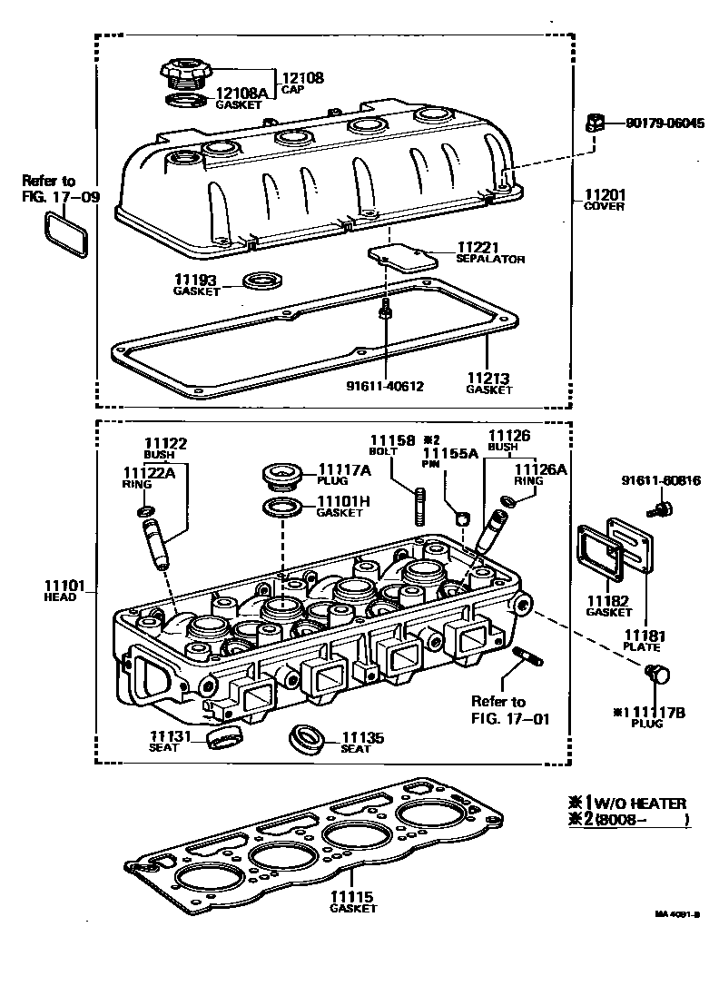 Toyota COROLLA Cylinder Head EPC diagram — MA4091B
