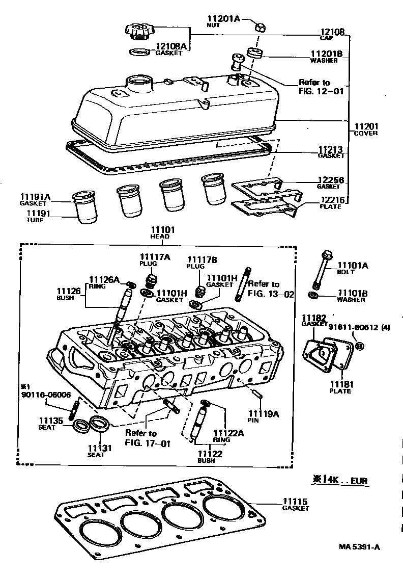 Toyota COROLLA Cylinder Head EPC diagram — MA5391A