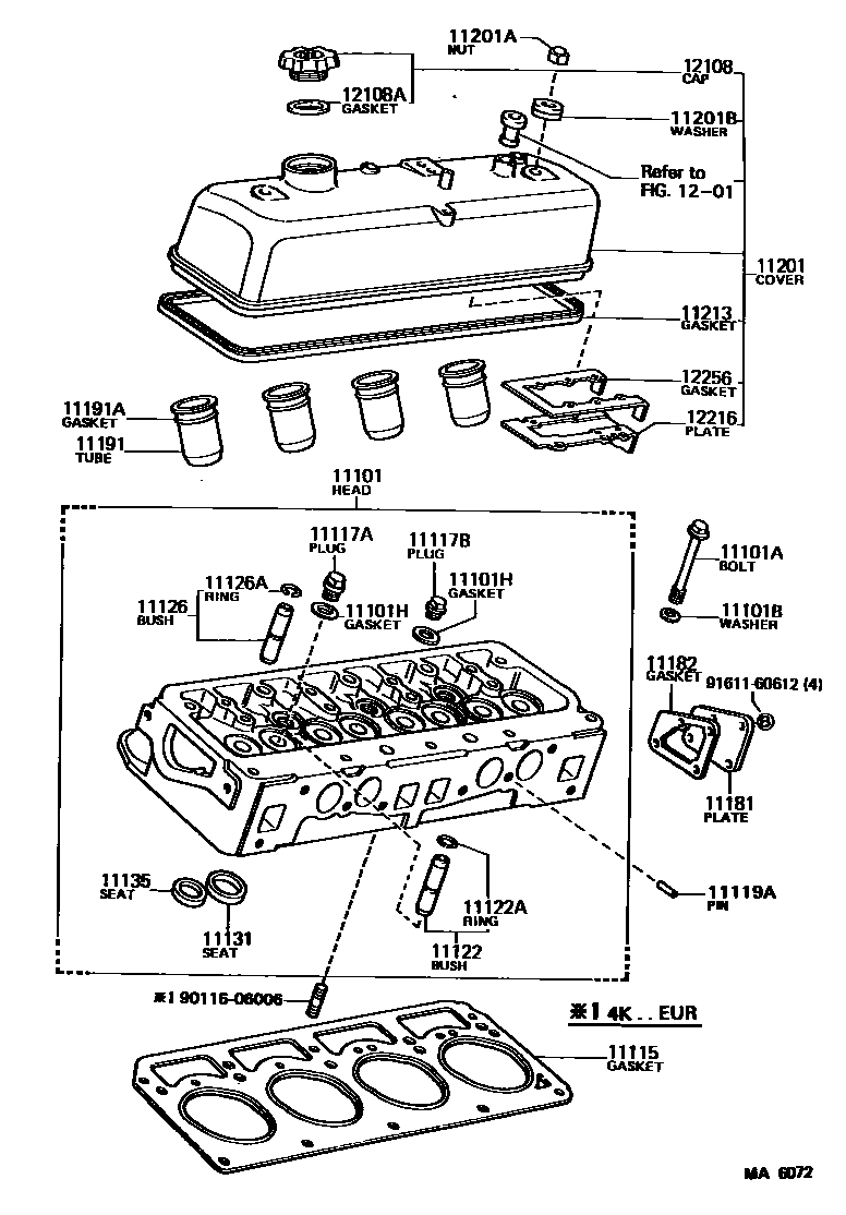 Toyota COROLLA Cylinder Head EPC diagram — MA6072