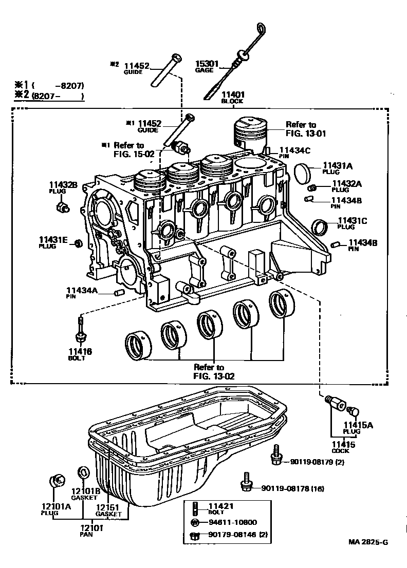 Toyota COROLLA Cylinder Block EPC diagram — MA2825G