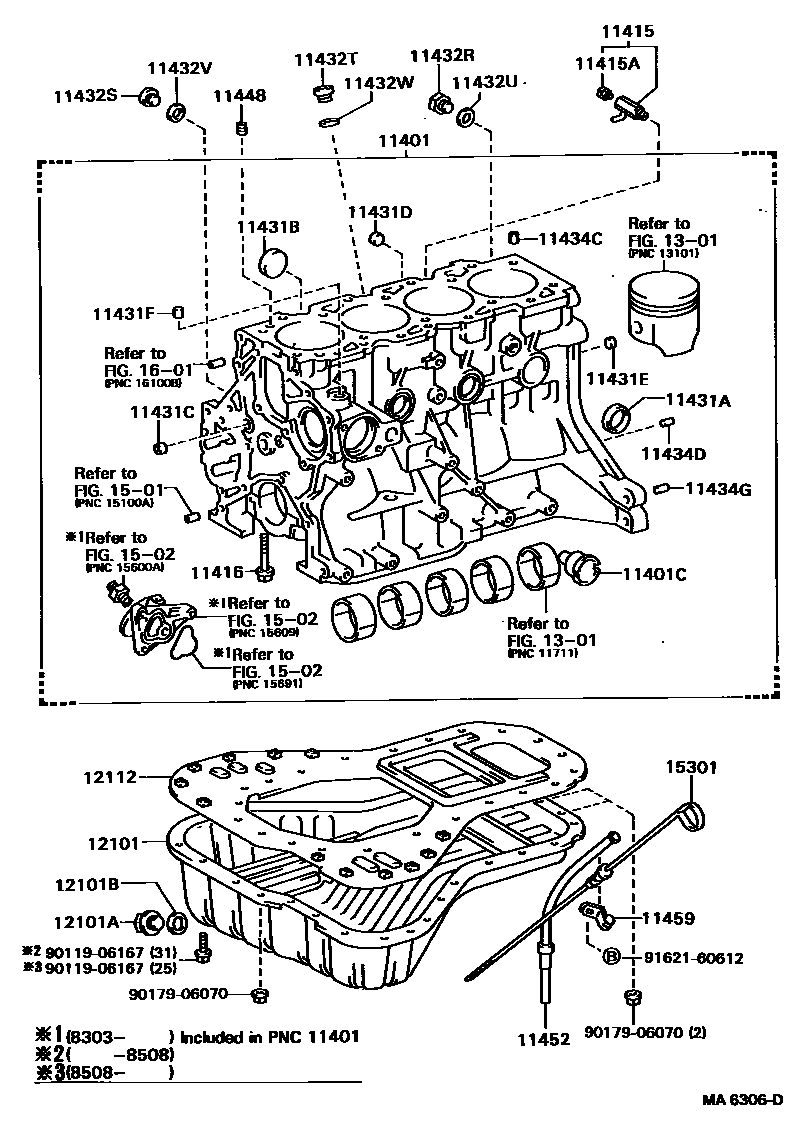 Toyota COROLLA Cylinder Block EPC diagram — MA6306D