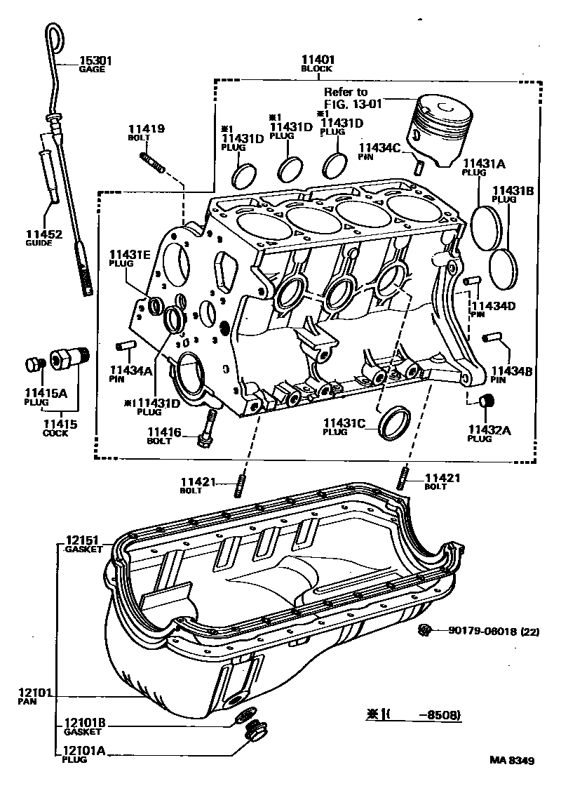 Toyota COROLLA Cylinder Block EPC diagram — MA8349