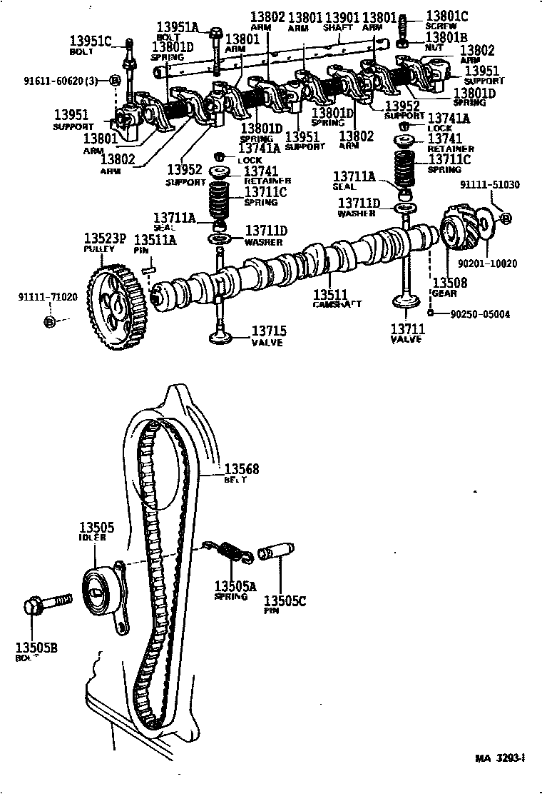 Toyota COROLLA Camshaft & Valve EPC diagram — MA3293I
