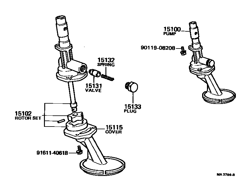 Toyota COROLLA Engine Oil Pump EPC diagram — MA3764B