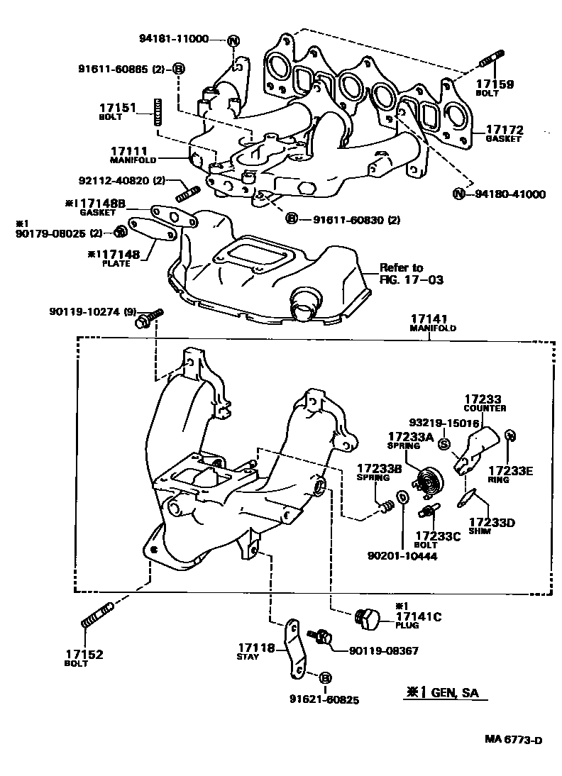 Toyota COROLLA Manifold EPC diagram — MA6773D
