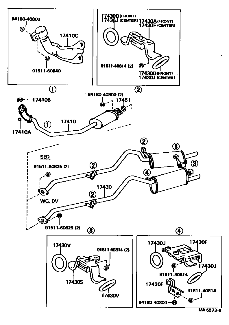 Toyota COROLLA Exhaust Pipe EPC diagram — MA6573B