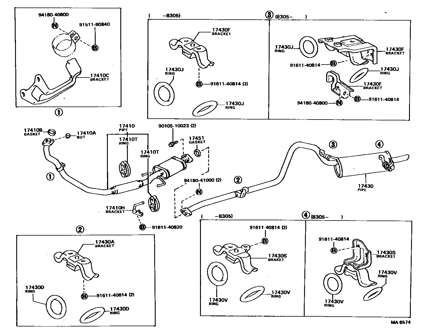 Toyota COROLLA Exhaust Pipe EPC diagram — MA6574