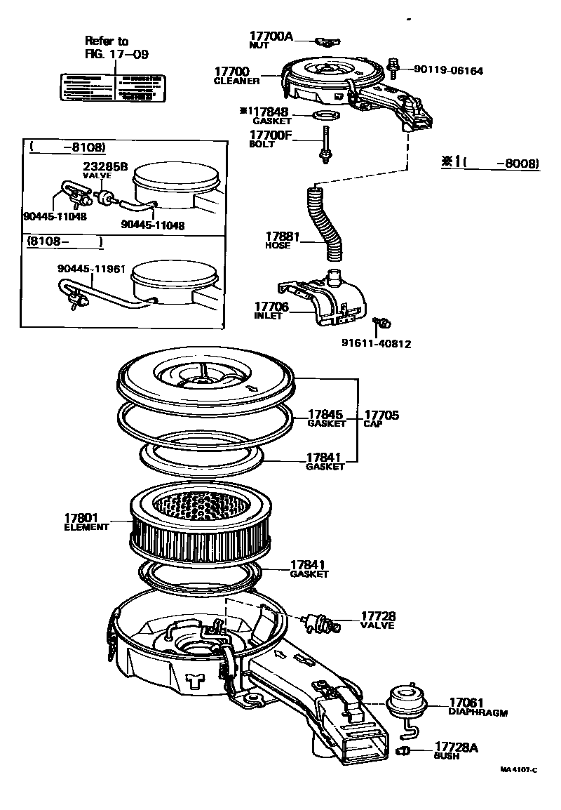 Toyota COROLLA Air Cleaner EPC diagram — MA4107C