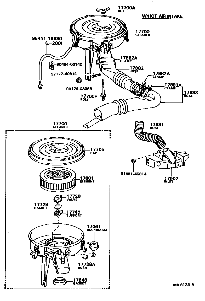Toyota COROLLA Air Cleaner EPC diagram — MA6134A