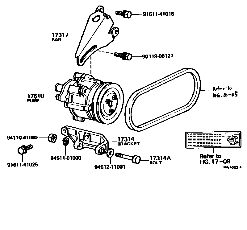 Toyota COROLLA 空气泵 EPC diagram — MA4023A