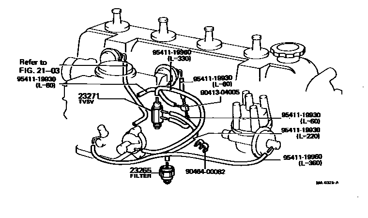 Toyota COROLLA vacuum tube EPC diagram — MA4025A