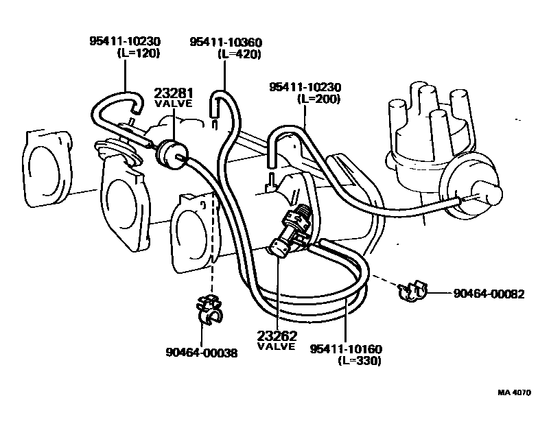 Toyota COROLLA vacuum tube EPC diagram — MA4070