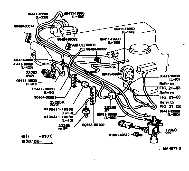 Toyota COROLLA vacuum tube EPC diagram — MA4577D