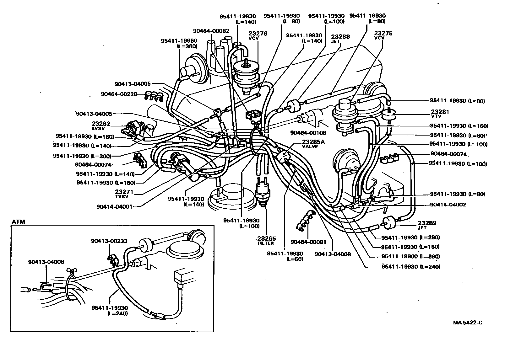 Toyota COROLLA vacuum tube EPC diagram — MA5422C