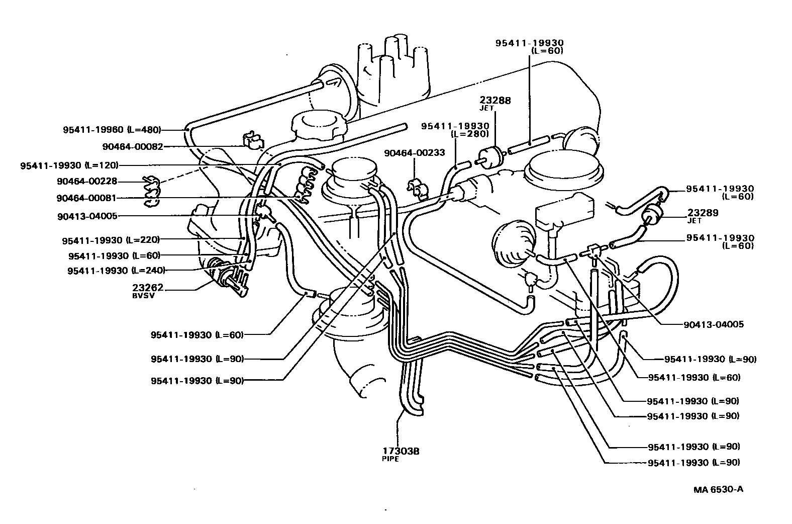 Toyota COROLLA vacuum tube EPC diagram — MA6530A