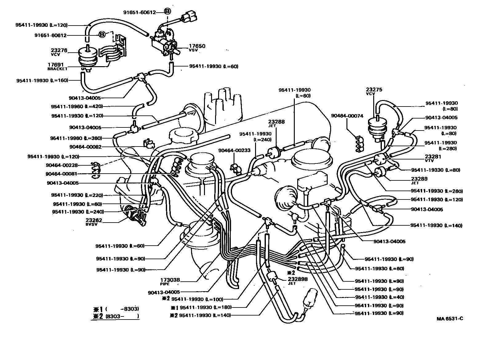 Toyota COROLLA vacuum tube EPC diagram — MA6531C