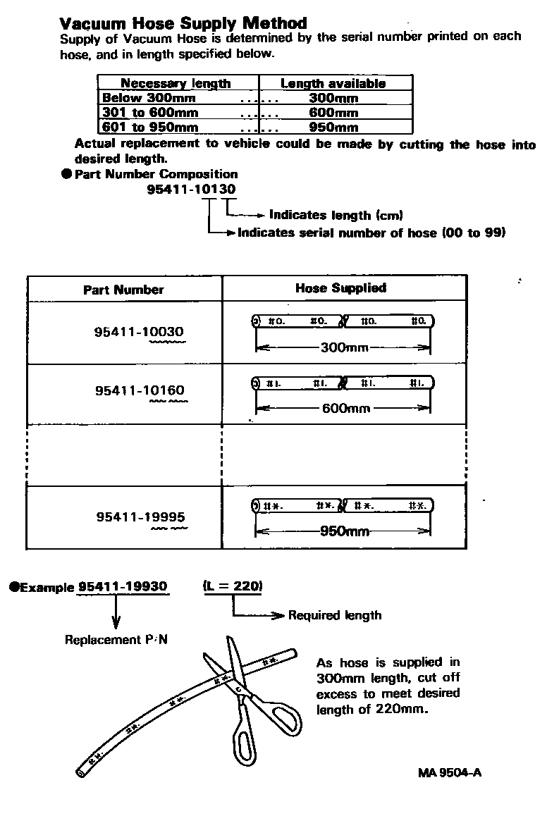 Toyota COROLLA vacuum tube EPC diagram — MA9504A