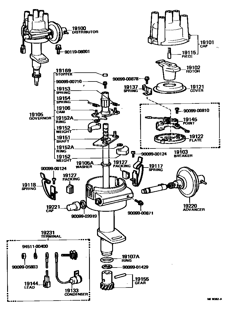 Toyota COROLLA 分电器 EPC diagram — ME8082A