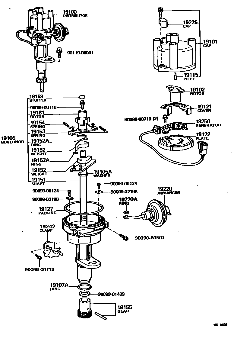 Toyota COROLLA 分电器 EPC diagram — MEA626
