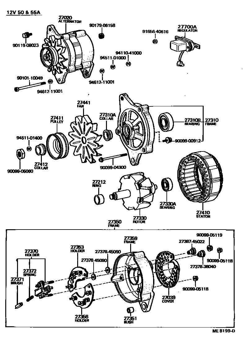Toyota COROLLA Alternator EPC diagram — ME8199D