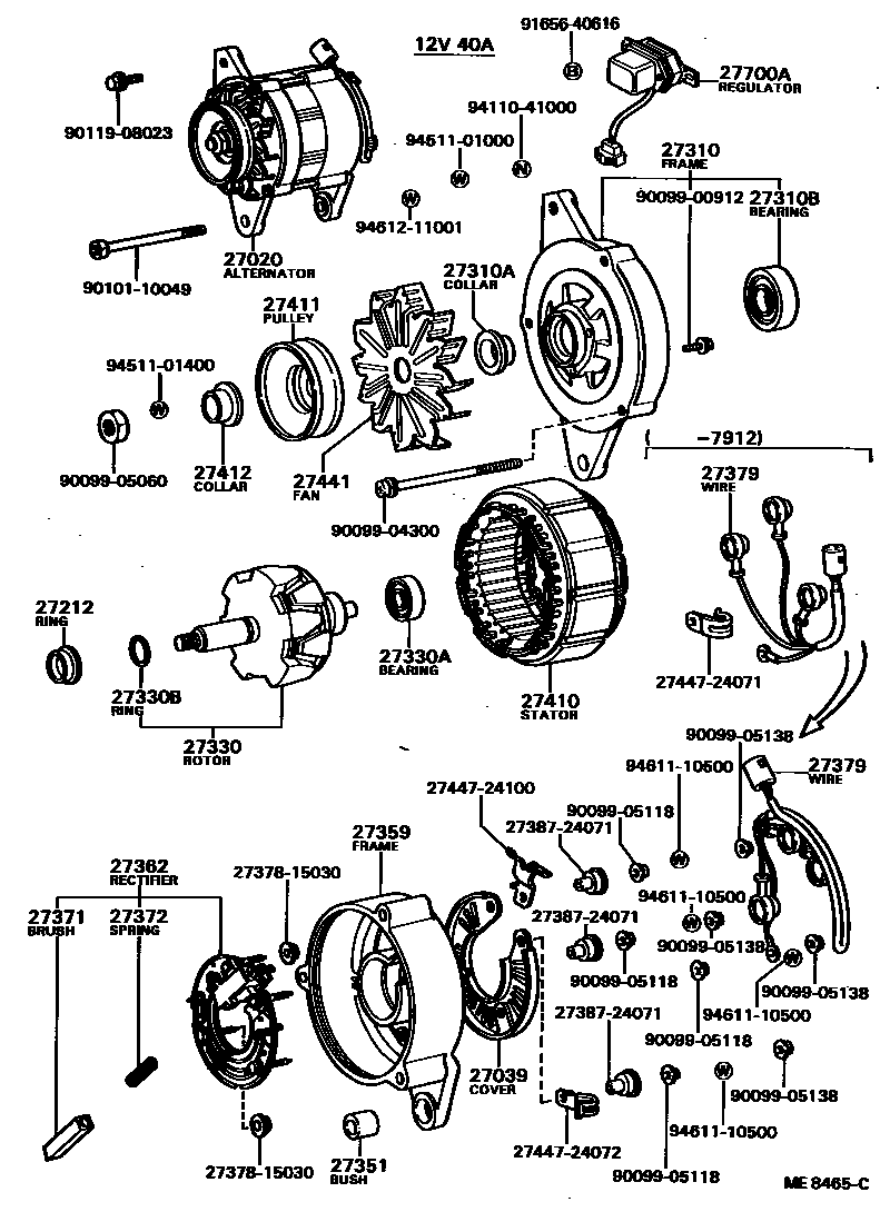Toyota COROLLA Alternator EPC diagram — ME8465C