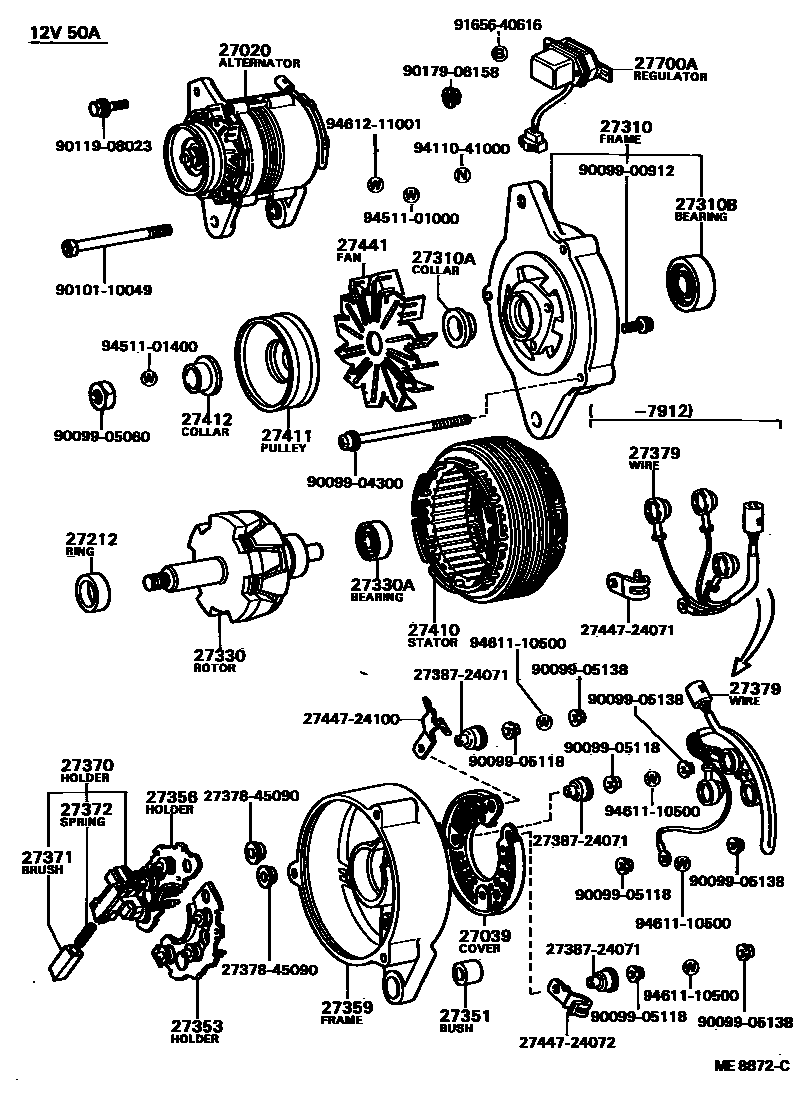 Toyota COROLLA Alternator EPC diagram — ME8872C