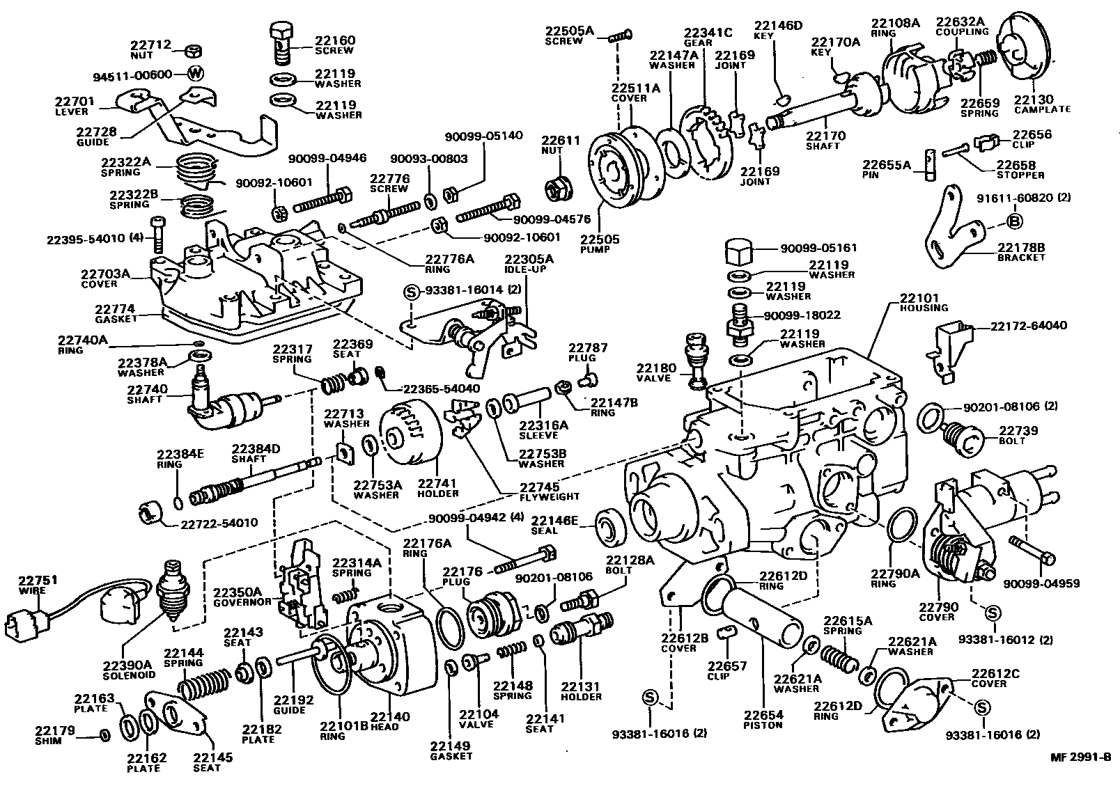 Toyota COROLLA 喷油泵体 EPC diagram — MF2991B