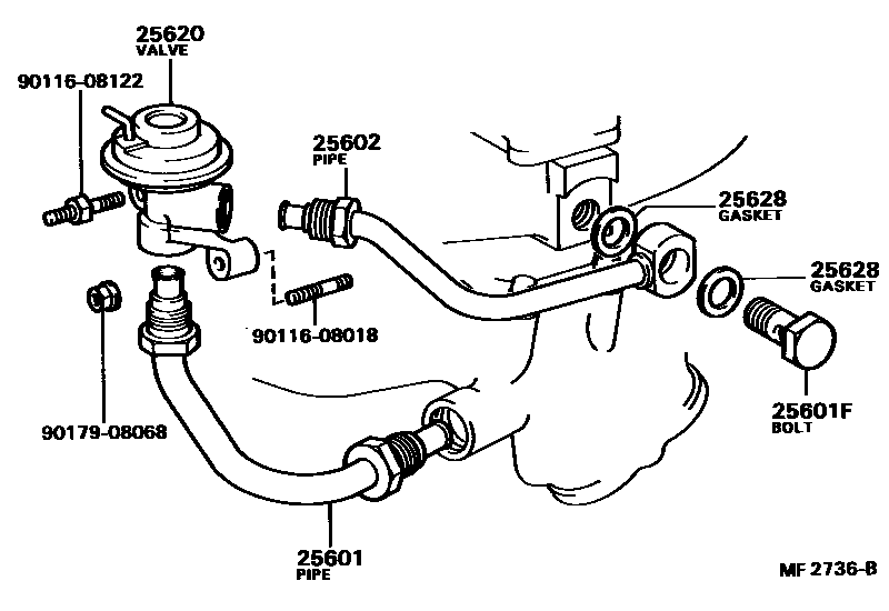 Toyota COROLLA 废气再循环系统 EPC diagram — MF2736B