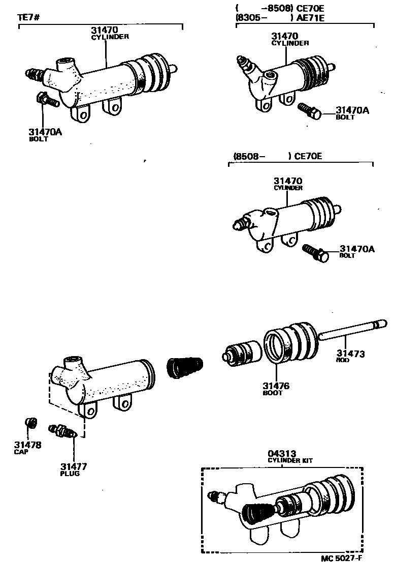 Toyota COROLLA 离合器分离缸 EPC diagram — MC5027F