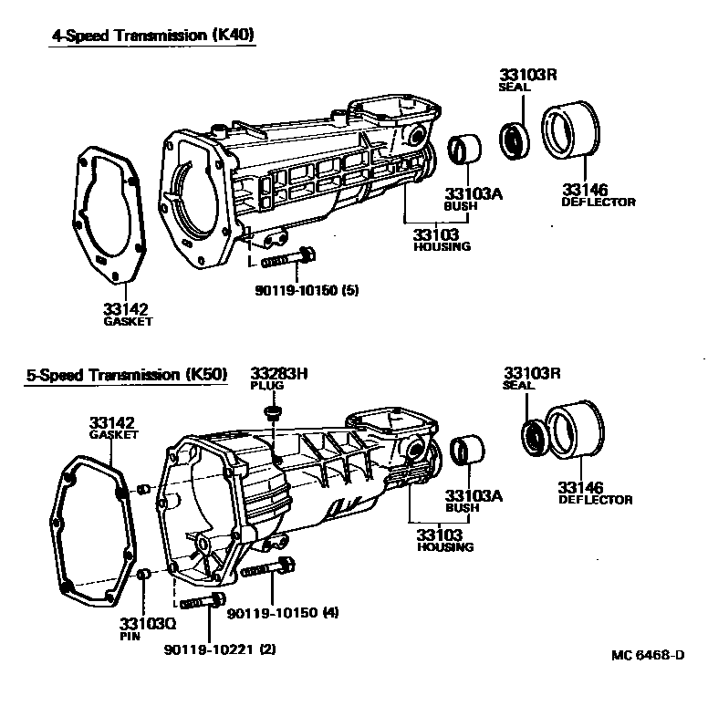 Toyota COROLLA Extended shell (MTM) EPC diagram — MC6468D