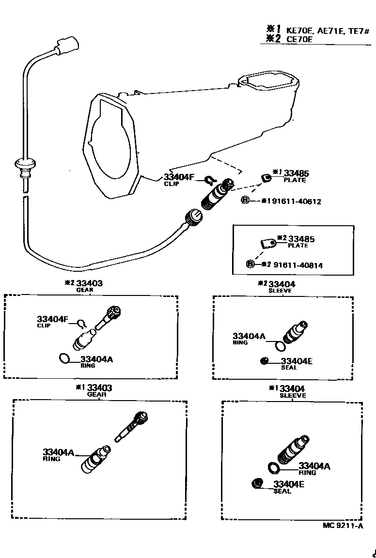 Toyota COROLLA 速度表从动齿轮(MTM) EPC diagram — MC9211A