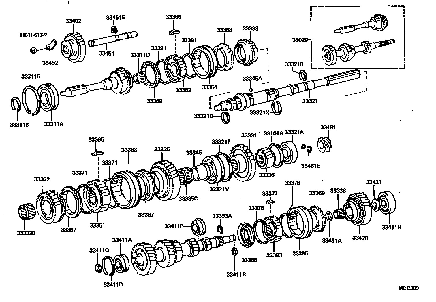 Toyota COROLLA 变速器齿轮(MTM) EPC diagram — MCC389
