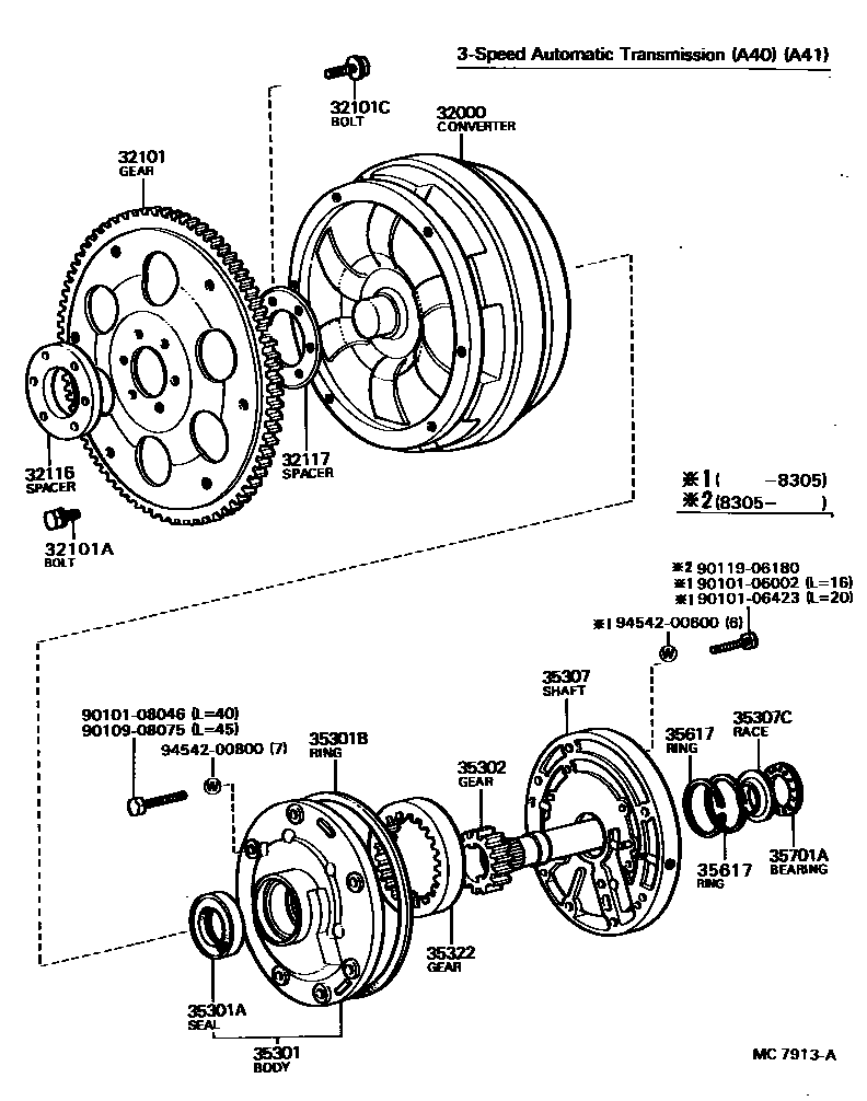 Toyota COROLLA 变矩器、前油泵和链条(ATM) EPC diagram — MC7913A