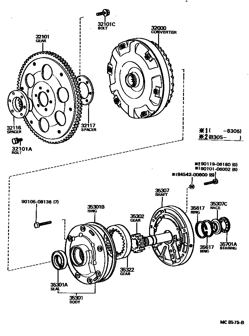 Toyota COROLLA 变矩器、前油泵和链条(ATM) EPC diagram — MC8575B