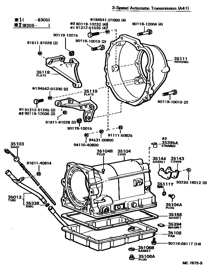 Toyota COROLLA 变速器壳和油底壳(ATM) EPC diagram — MC7879B